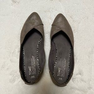 Toms | Jutti Pointed Toe Leather Metallic Gun Metal Ballet Flat Size 6